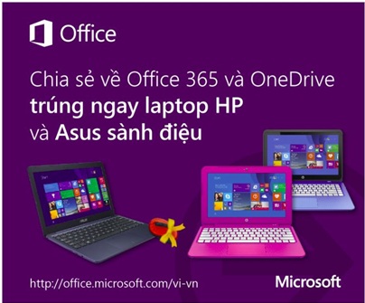 Sử dụng Office 365 nhận ngay máy tính sành điệu